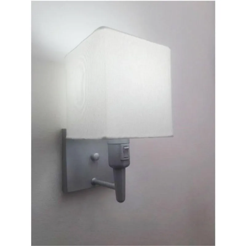 Arandela Quadrada Vivare Md-2019 Com Interruptor E Cúpula Em Tecido - Bivolt Cinza-branco 127-220v - Vivare Brasil Iluminação