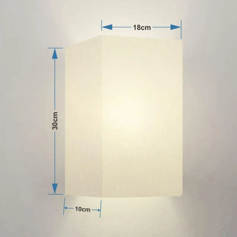 Arandela Retangular Retro Vivare Md-2029 Cúpula Em Tecido 18x10x30cm - Bivolt Branco 127-220v