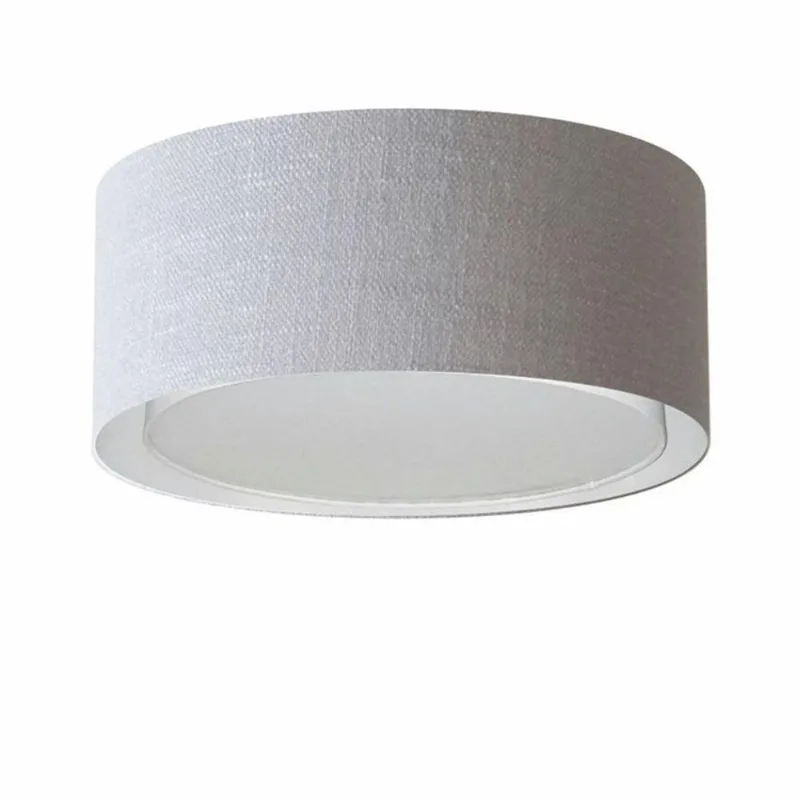 Plafon Cilíndrico Duplo Vivare Md-3036 Cúpula Em Tecido 50x25cm - Bivolt Rustico-cinza 127/220v