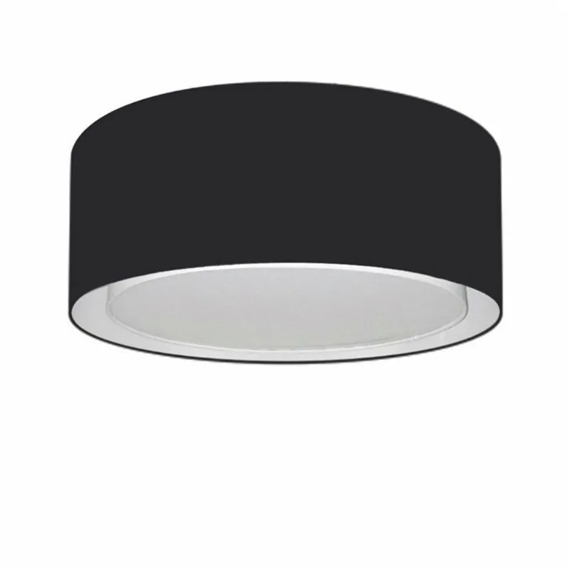 Plafon Cilíndrico Duplo Vivare Md-3036 Cúpula Em Tecido 50x25cm - Bivolt Preto 127/220v