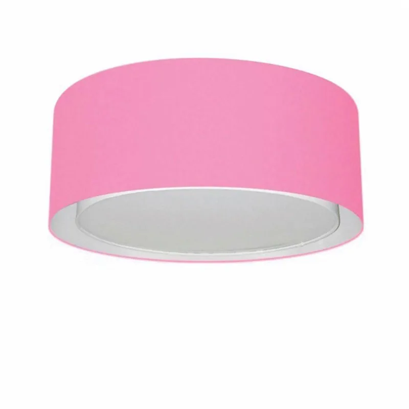 Plafon Cilíndrico Duplo Vivare Md-3036 Cúpula Em Tecido 50x25cm - Bivolt Rosa-bebê 127/220v