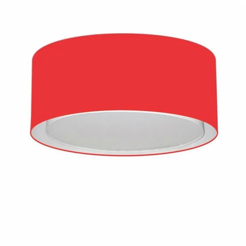 Plafon Cilíndrico Duplo Vivare Md-3036 Cúpula Em Tecido 50x25cm - Bivolt Vermelho 127/220v