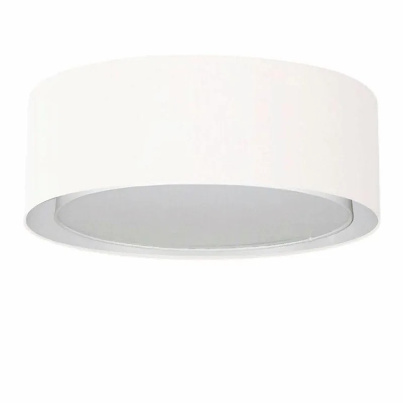 Plafon Cilíndrico Duplo Vivare Md-3037 Cúpula Em Tecido 60x25cm - Bivolt Branco 127/220v