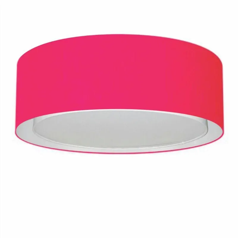 Plafon Cilíndrico Duplo Vivare Md-3037 Cúpula Em Tecido 60x25cm - Bivolt Rosa-pink 127/220v