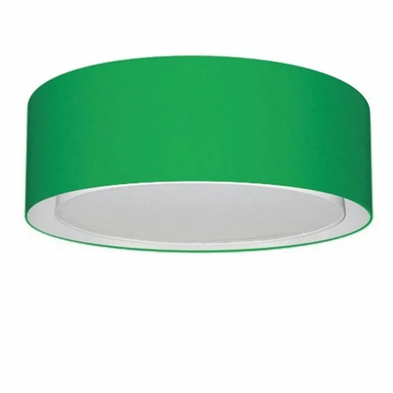 Plafon Cilíndrico Duplo Vivare Md-3037 Cúpula Em Tecido 60x25cm - Bivolt Verde-folha 127/220v