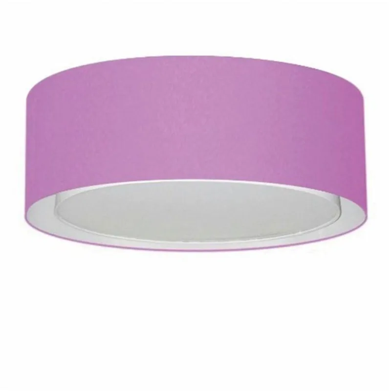 Plafon Cilíndrico Duplo Vivare Md-3038 Cúpula Em Tecido 80x30cm - Bivolt Lilás 127/220v