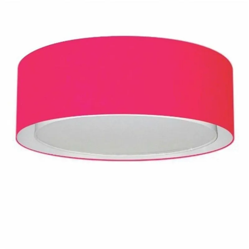 Plafon Cilíndrico Duplo Vivare Md-3038 Cúpula Em Tecido 80x30cm - Bivolt Rosa-pink 127/220v