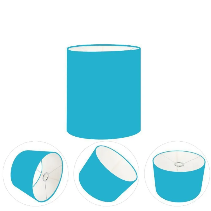 Cúpula Abajur E Luminária Cilíndrica Vivare Cp-7001 ø13x15cm - Bocal Nacional Azul-turquesa