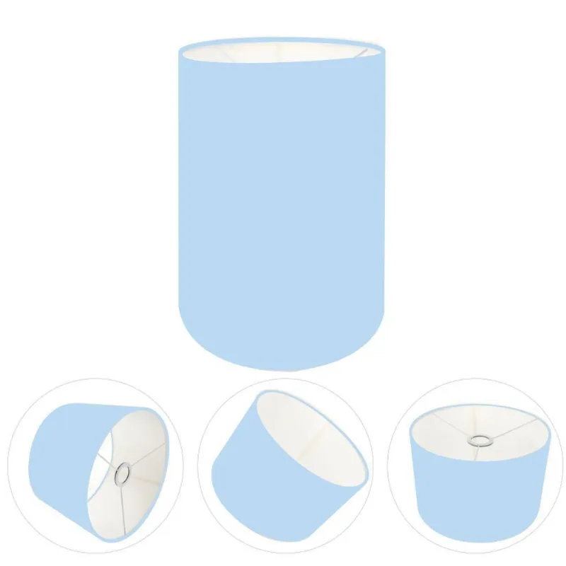 Cúpula Abajur E Luminária Cilíndrica Vivare Cp-7006 ø18x25cm - Bocal Nacional Azul-bebê