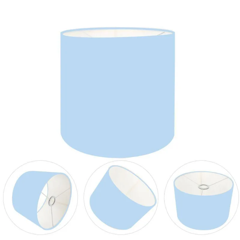 Cúpula Abajur E Luminária Cilíndrica Vivare Cp-7010 ø25x25cm - Bocal Nacional Azul-bebê