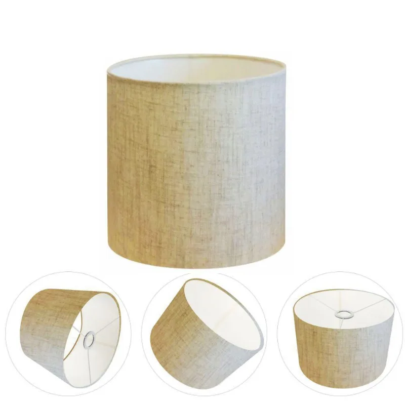 Cúpula Abajur E Luminária Cilíndrica Vivare Cp-7010 ø25x25cm - Bocal Nacional Rustico-bege