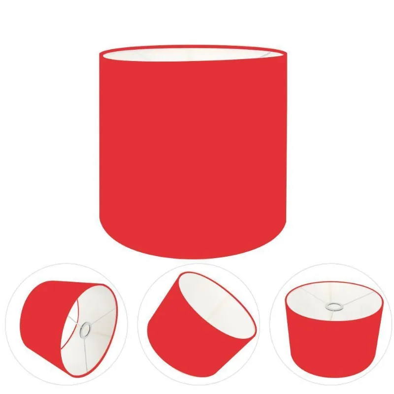 Cúpula Abajur E Luminária Cilíndrica Vivare Cp-7010 ø25x25cm - Bocal Nacional Vermelho