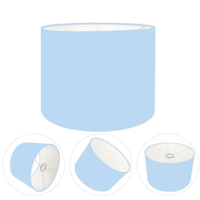 Cúpula Abajur E Luminária Cilíndrica Vivare Cp-7014 ø35x21cm - Bocal Nacional Azul-bebê