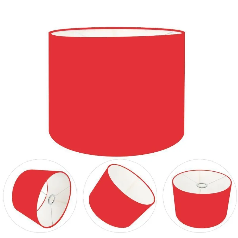 Cúpula Abajur E Luminária Cilíndrica Vivare Cp-7014 ø35x21cm - Bocal Nacional Vermelho