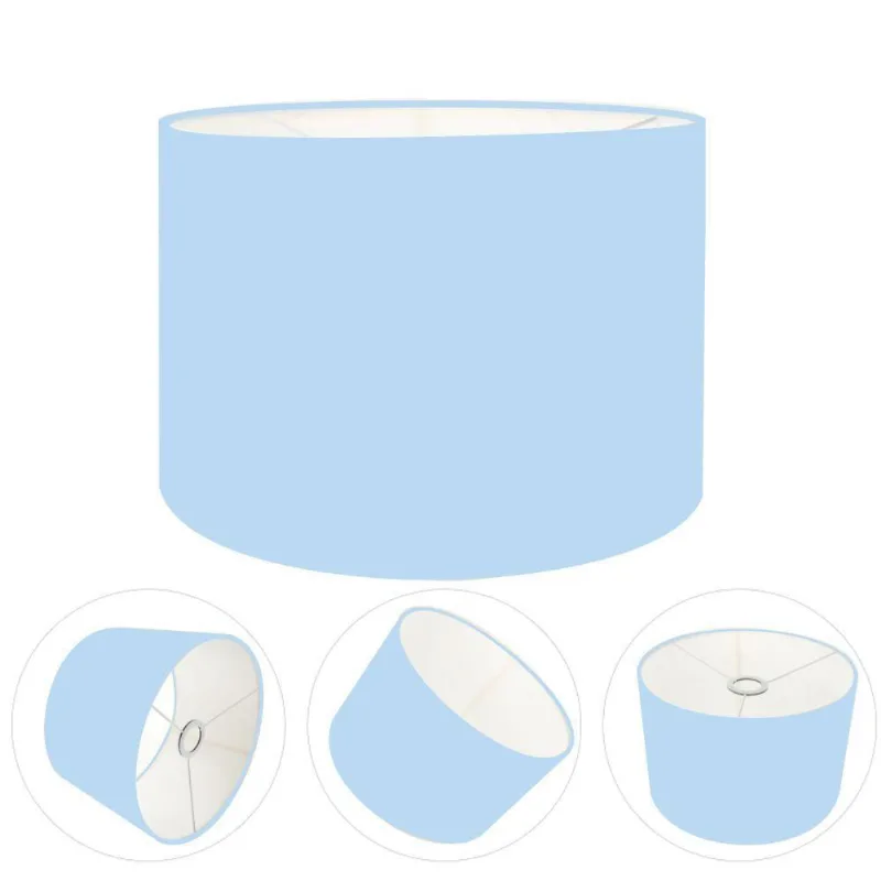 Cúpula Abajur E Luminária Cilíndrica Vivare Cp-7017 ø40x21cm - Bocal Nacional Azul-bebê