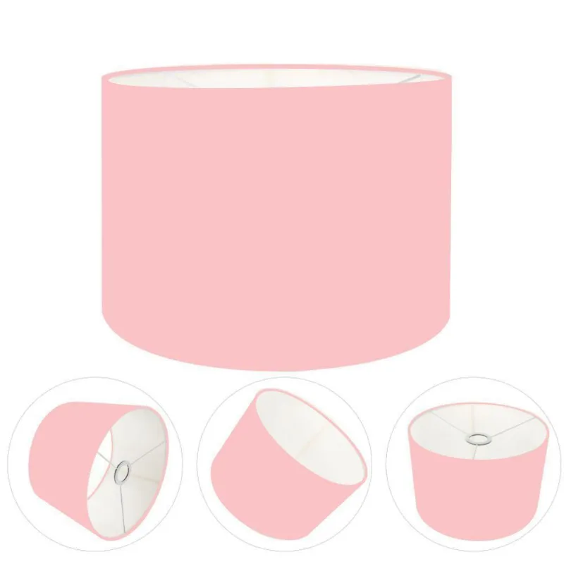Cúpula Abajur E Luminária Cilíndrica Vivare Cp-7017 ø40x21cm - Bocal Nacional Rosa-tela