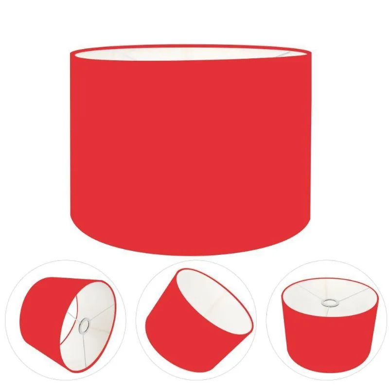 Cúpula Abajur E Luminária Cilíndrica Vivare Cp-7017 ø40x21cm - Bocal Nacional Vermelho