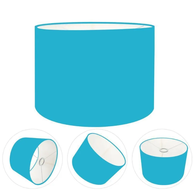 Cúpula Abajur E Luminária Cilíndrica Vivare Cp-7019 ø40x30cm - Bocal Nacional Azul-turquesa