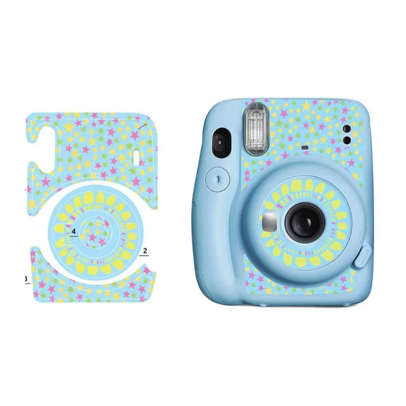 Adesivo Estrelas Para Câmera Instax Mini 11 - Fundo Azul