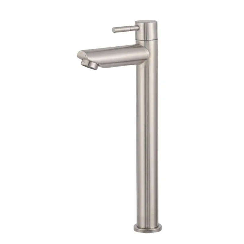 Torneira para Banheiro Mesa 1/4V Bica Alta Escovado Redondo 290mm