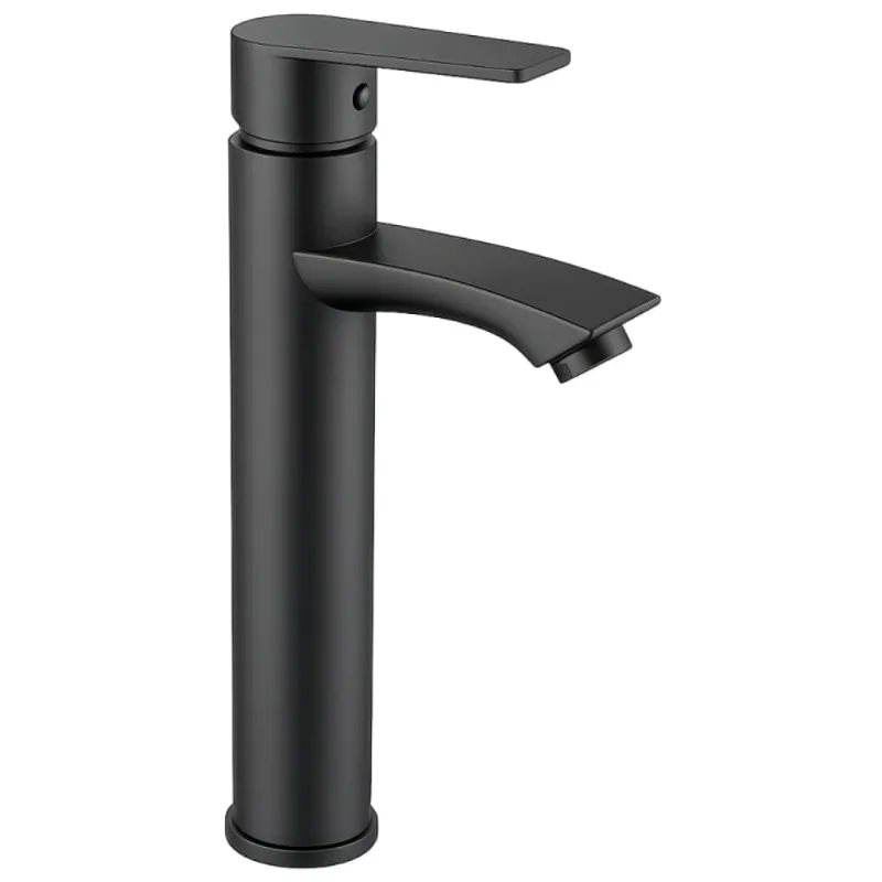 Torneira para Banheiro Mesa Metal 1/4V Bica Alta Preta Olívia 1285