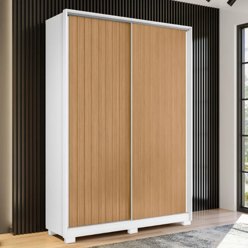 Guarda Roupa Frizatto com 2 Portas de Correr Flex - Branco/Natural