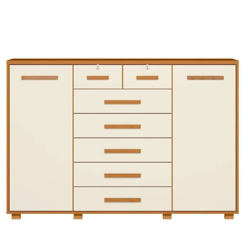 Cômoda Sapateira Grande 7 Gavetas 2 Portas Mdp Mdf Santana Cinamomo Off White - OUTRAS MARCAS