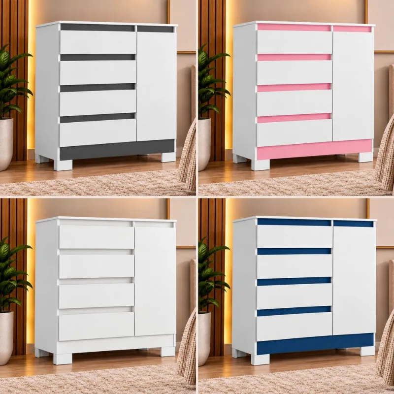 Cômoda Sapateira 1 Porta 4 Gavetas Olimpia Albatroz | Quadriflex