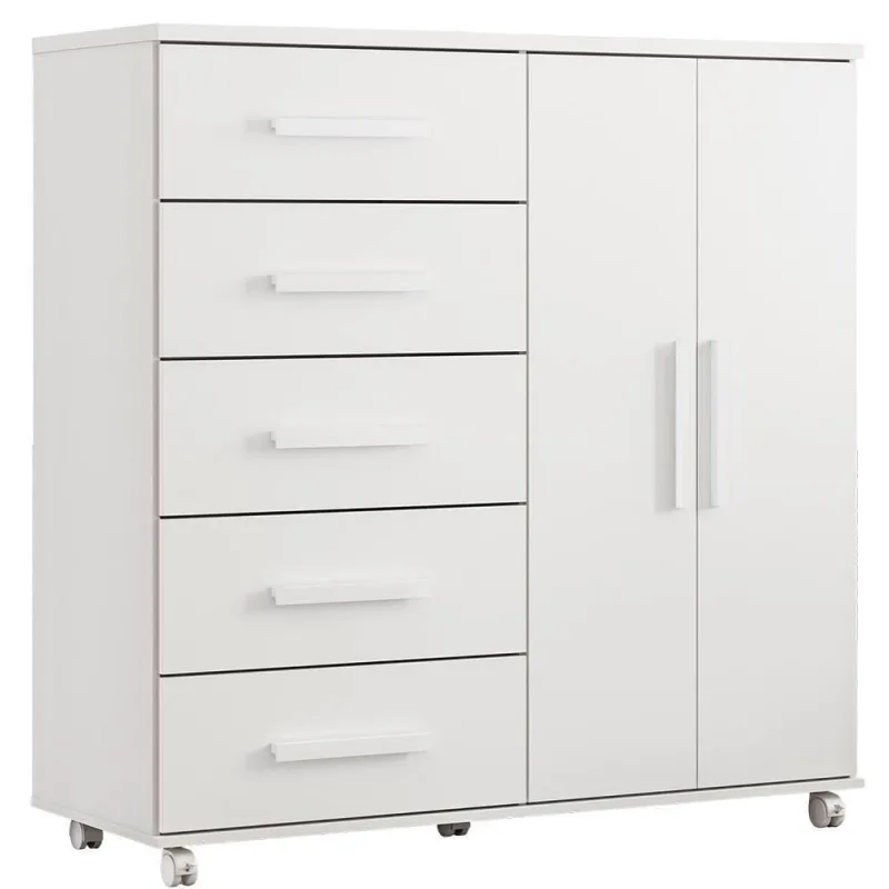 Cômoda Toronto 5 Gavetas 2 Portas MDF Puxador MDF Branco - OUTRAS MARCAS