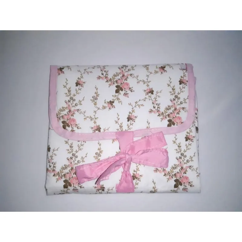 Trocador portátil - floral rosa com bege