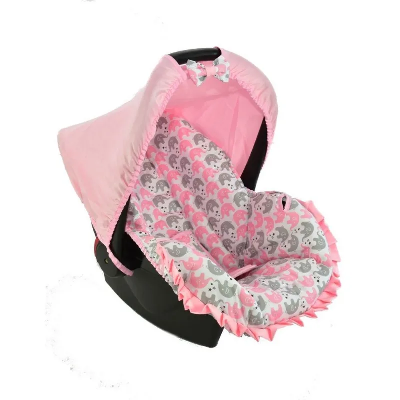 Capa para bebe conforto - passinho do elefantinho rosa