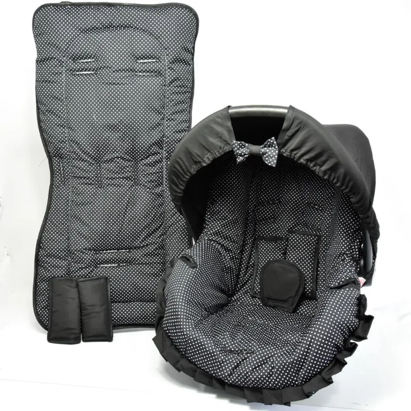 Capa de bebê conforto E capa carrinho - poá preto