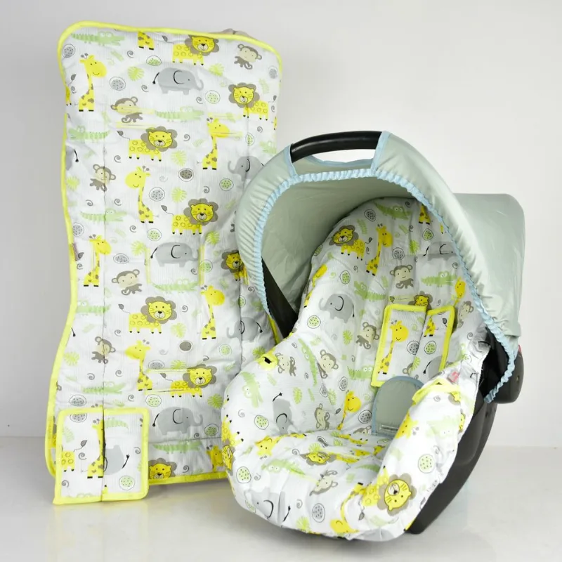 Capa de bebê conforto E capa carrinho - safari amarelo