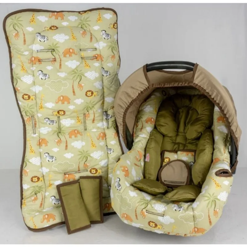 Capa bebê conforto + carrinho + redutor - safari kaki