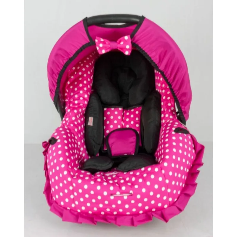Kit capa de bebê conforto E redutor - pink bola branca