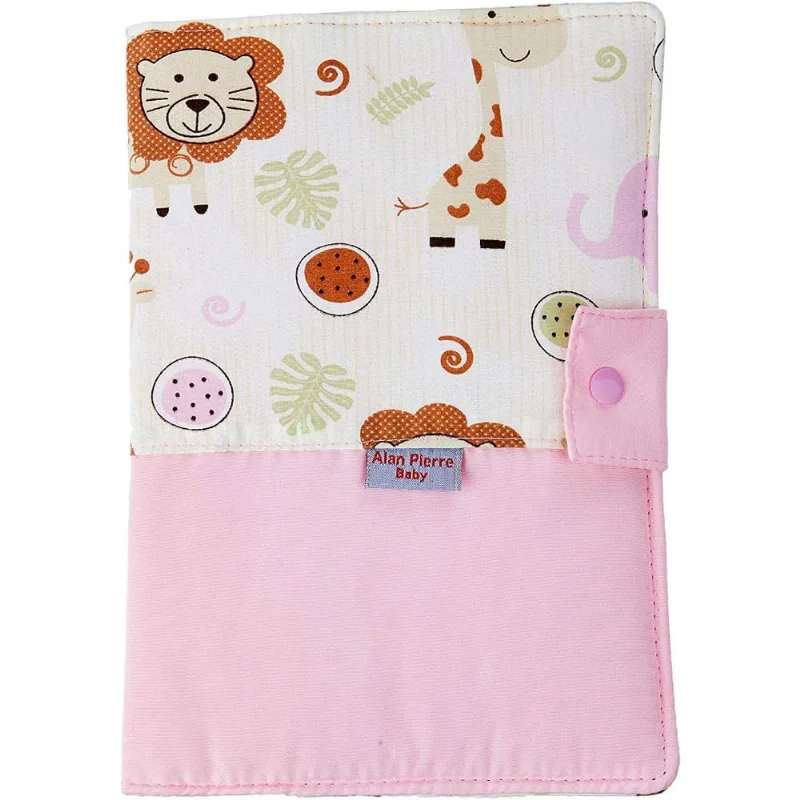 Capa para cartão de vacinação - safári elefante rosa