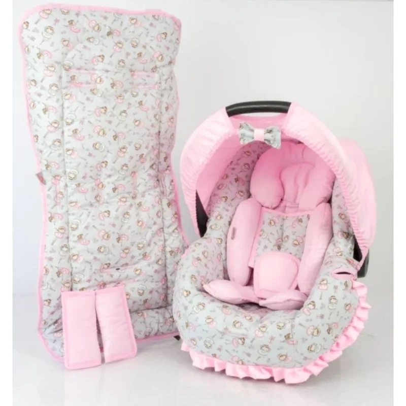 Kit capa de bebê conforto + carrinho + redutor - bailarina