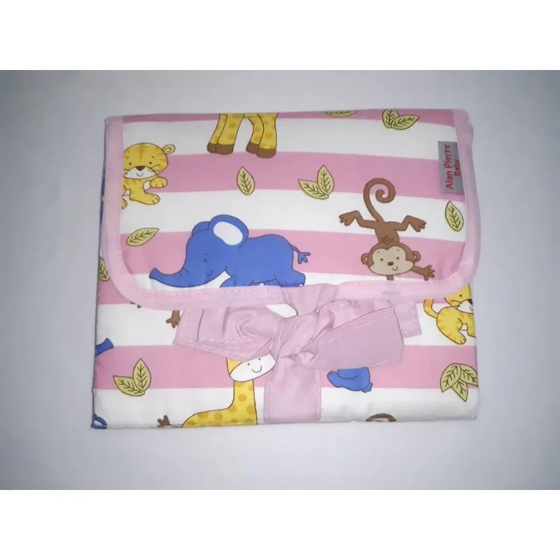 Trocador portátil - safári listra rosa