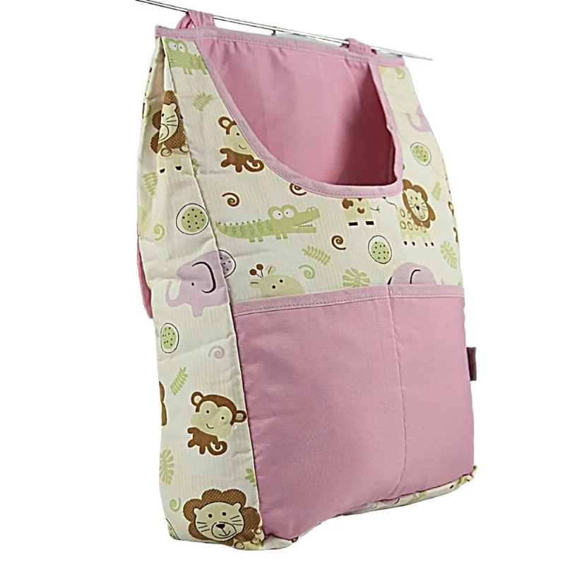 Porta fralda de comoda - safári elefante rosa