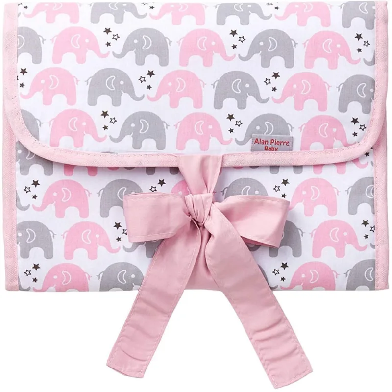 Porta fraldas portátil - passinho do elefante rosa
