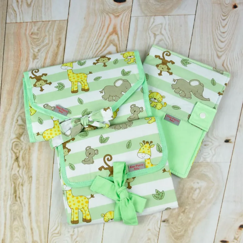 Kit Para Higiene do Bebê - safari listra verde