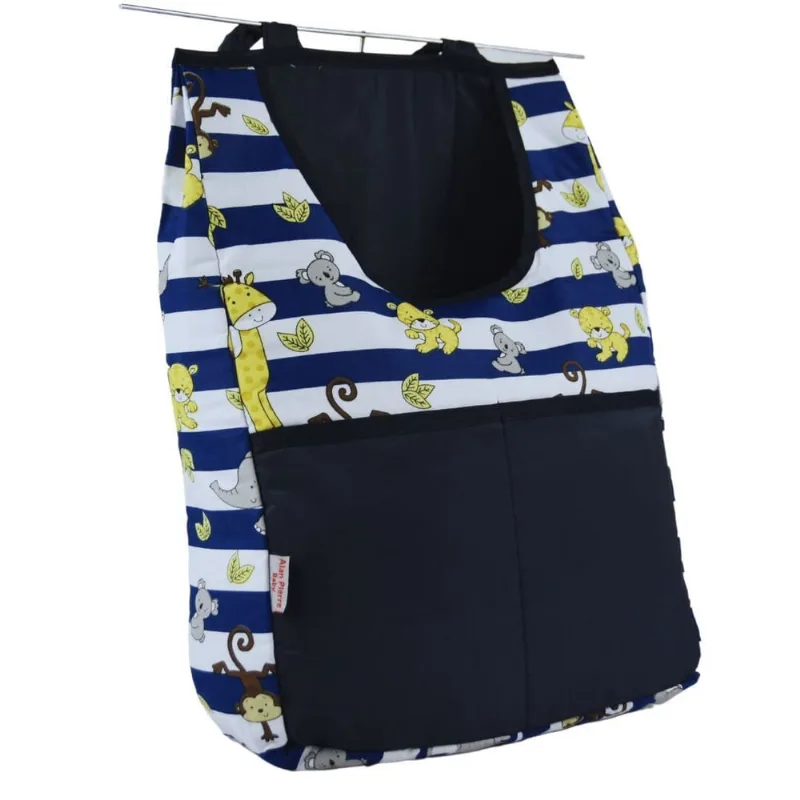 Porta fralda de comoda - safári listrado azul