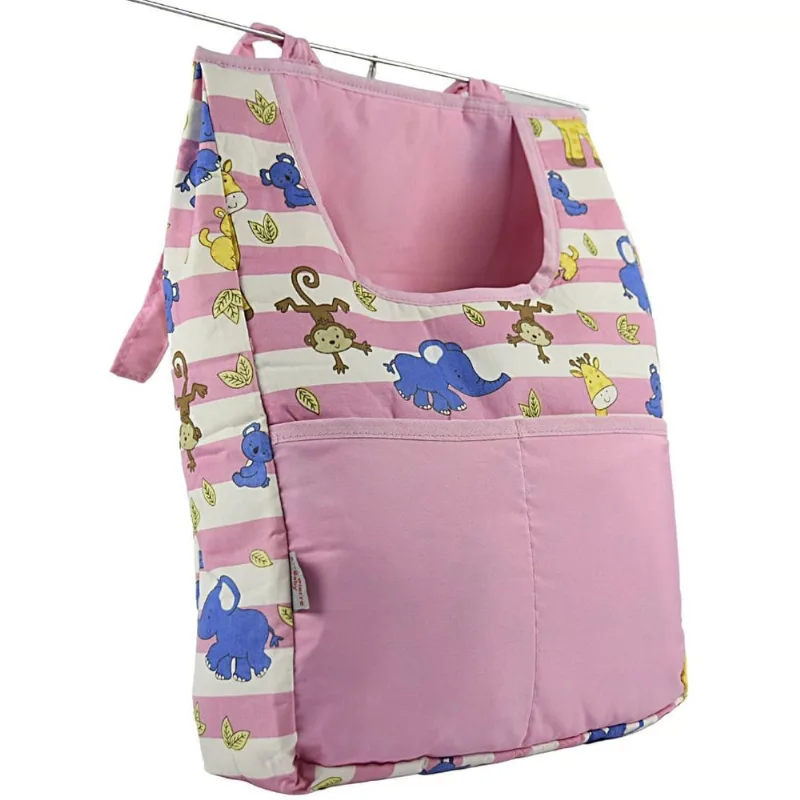Porta fralda de comoda - safári listrado rosa