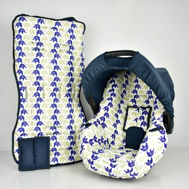 Capa de bebê conforto E capa carrinho - passinho azul