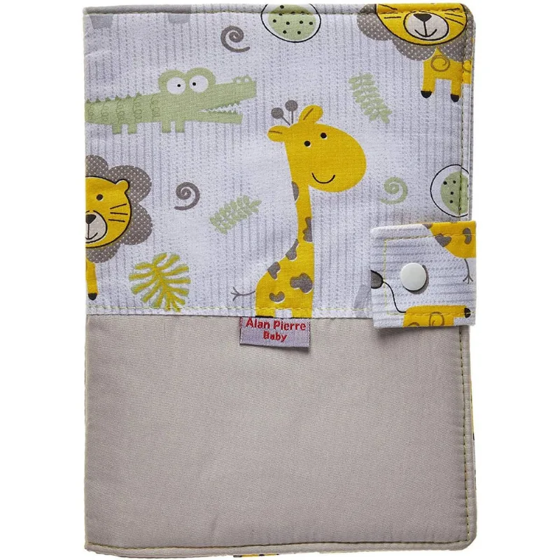 Capa para cartão de vacinação - safári amarelo
