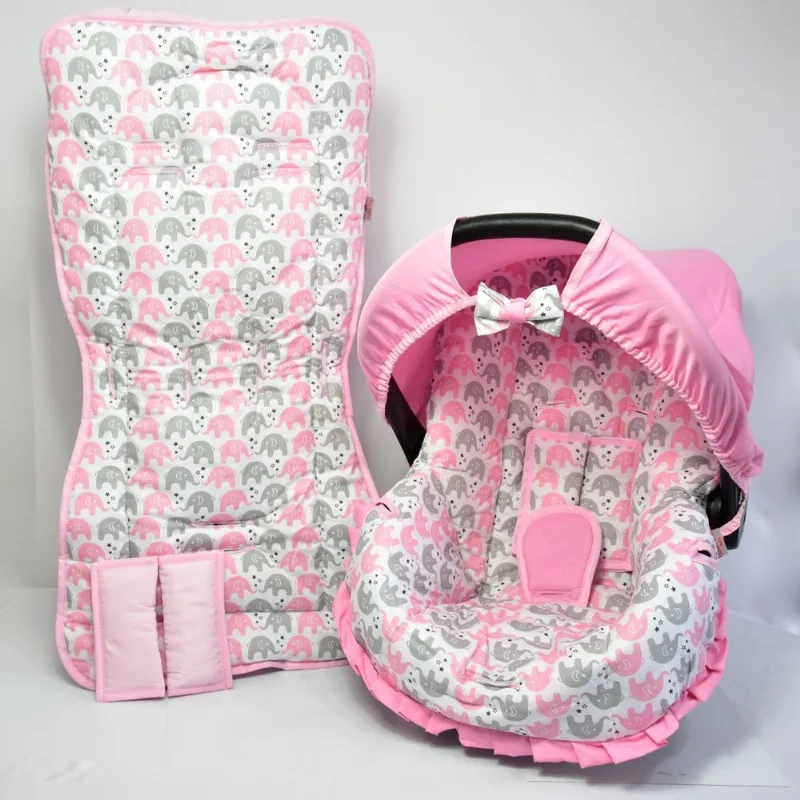 Capa de bebê conforto E capa carrinho - passinho rosa