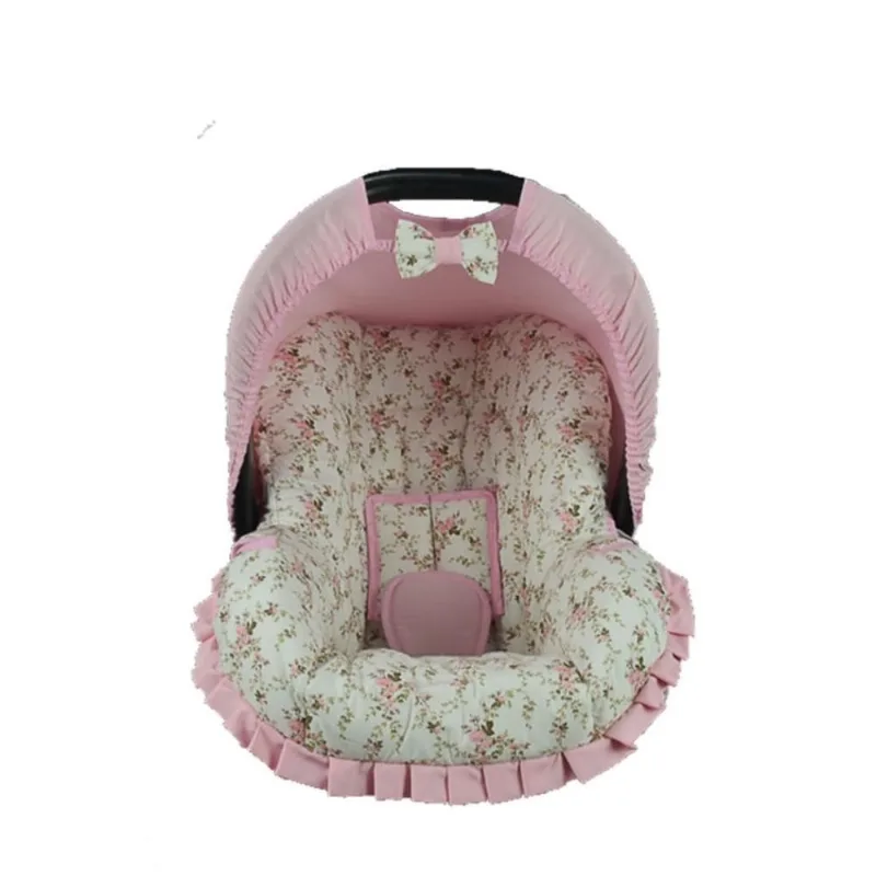 Capa para bebe conforto - floral rosa c/ bege nova