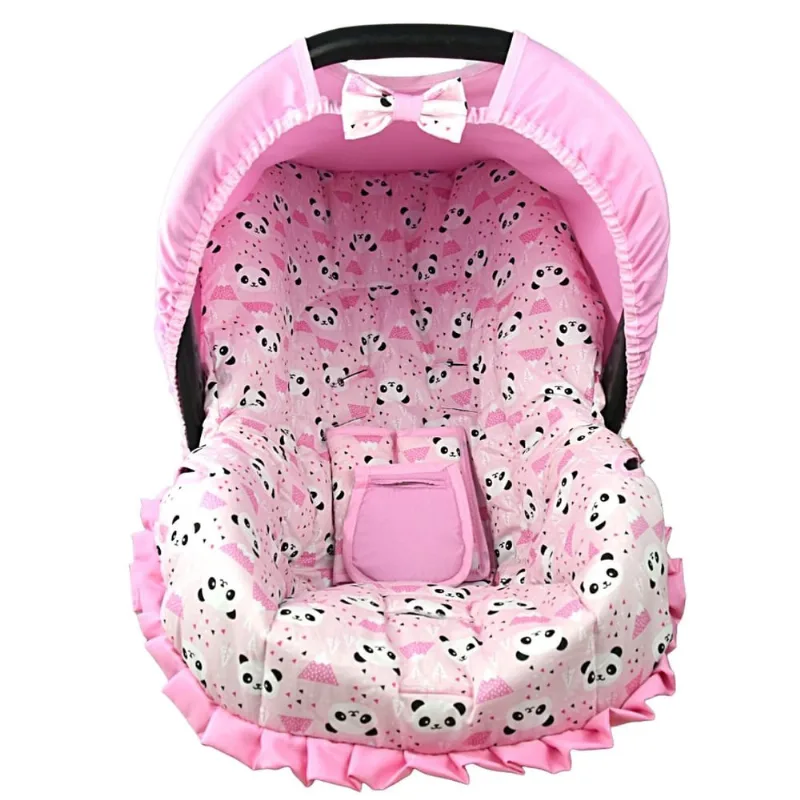 Capa para bebe conforto - panda c/ rosa