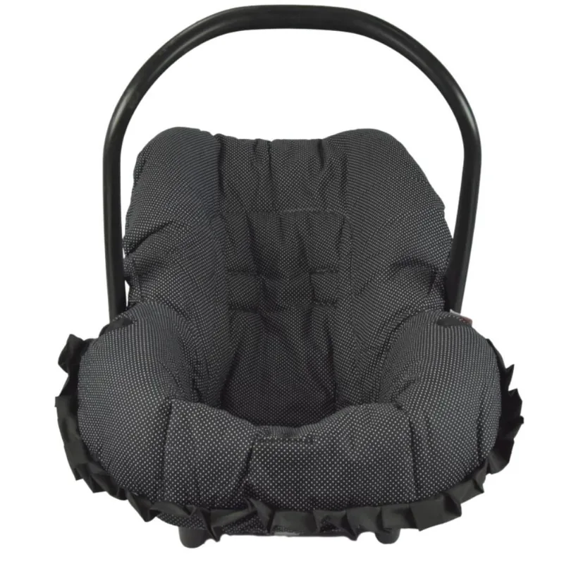 Capa para bebe conforto básico - preto com poá branco