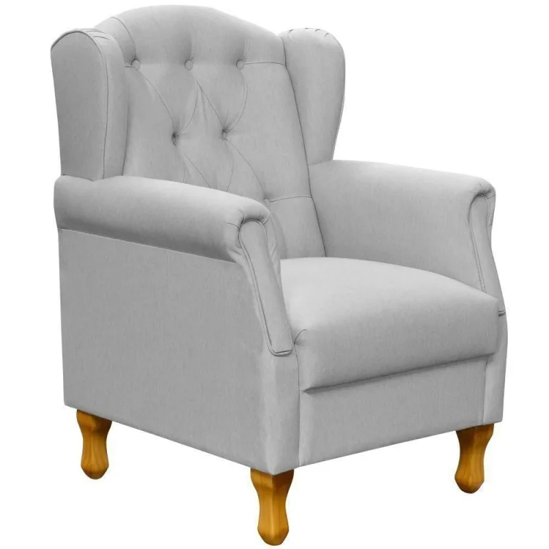 Poltrona Decorativa Yara P02 Sala de Estar Linho Cinza Lyam Decor - Lyam Decor